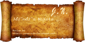 Jónás Nikola névjegykártya