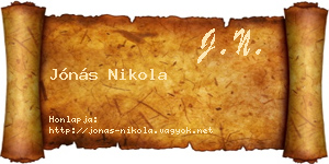 Jónás Nikola névjegykártya